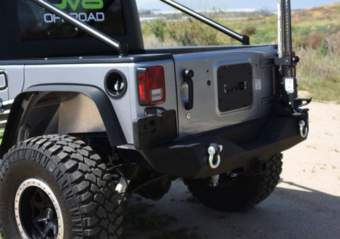DV8 Offroad 07-18 Jeep Wrangler JK Steel Mid Length Rear Bumper - RBSTTB-04
