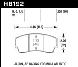 Hawk AP Racing CP4567 / CP5040-10/11/12/13S4 / CP5100 / CP5108 / CP6760 DTC-70 Race Brake Pads - HB192U.620