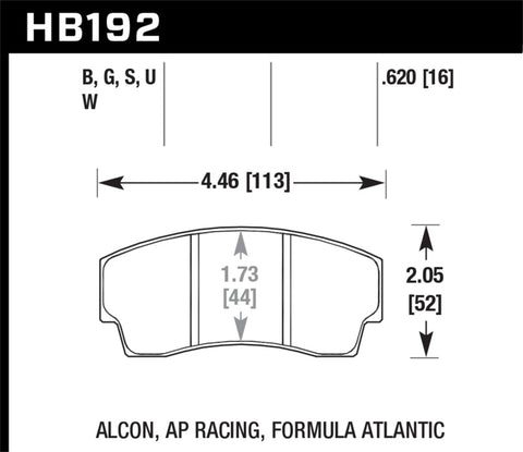 Hawk AP Racing CP4567 / CP5040-10/11/12/13S4 / CP5100 / CP5108 / CP6760 DTC-70 Race Brake Pads - HB192U.620
