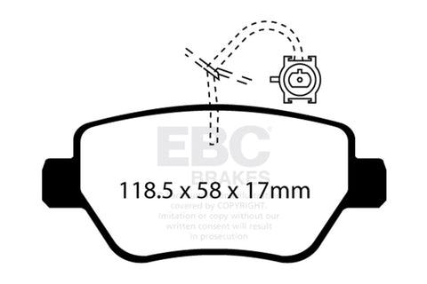 EBC 2014-2016 Maserati Ghibli 3.0L Twin Turbo (330) Redstuff Rear Brake Pads - DP32258C