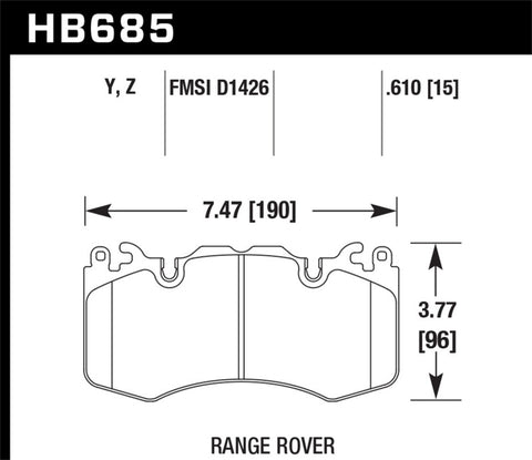 Hawk 10-11 Range Rover/Range Rover Sport Supercharged LTS Front Brake Pads - HB685Y.610