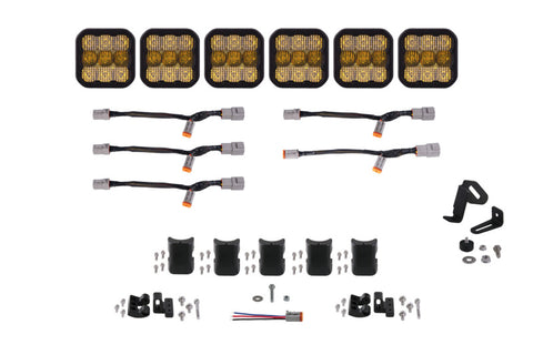 Diode Dynamics SS5 Pro Universal CrossLink 6-Pod Lightbar - Yellow Combo - DD7245