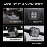 Diode Dynamics Stage Series SXS Rock Light Installer Kit - White Diffused M8 (4-pack) - DD7750