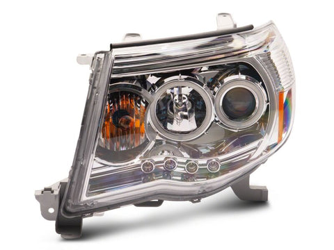 Raxiom 05-09 Toyota Tacoma Super White LED Halo Projector Headlights- Chrome Housing- Clear Lens - TT5933