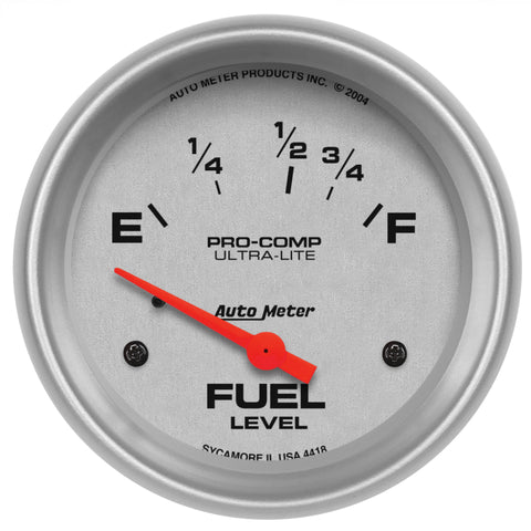 AutoMeter Gauge Fuel Level 2-5/8in. 16 Ohm(e) to 158 Ohm(f) Elec Ultra-Lite - 4418