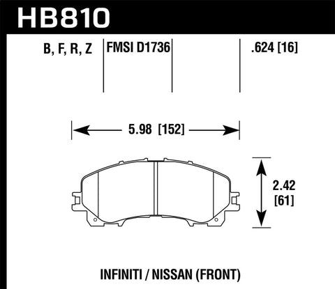 Hawk 14-17 Infiniti Q50 Performance Ceramic Street Front Brake Pads - HB810Z.624