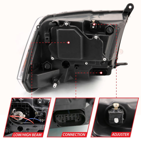 ANZO 2009-2018 Dodge Ram 1500 Projector Plank Style Switchback H.L Halo Black Amber (OE Style) - 111439