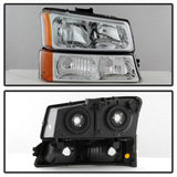 xTune Chevy Silverado 2500HD 03-06 Crystal Headlights w/ Bumper Lights Chrome HD-JH-CSIL03-AM-C-SET - 5064912