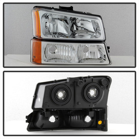 xTune Chevy Silverado 2500HD 03-06 Crystal Headlights w/ Bumper Lights Chrome HD-JH-CSIL03-AM-C-SET - 5064912