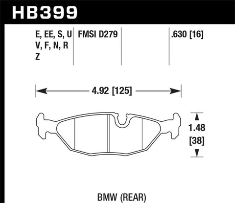 Hawk 84-4/91 BMW 325 (E30) HT-10 Rear Race Pads (NOT FOR STREET USE) - HB399S.630