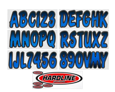 Hardline Boat Lettering Registration Kit 3 in. - 200 Blue/Black - BLBKG200