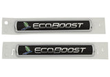 Ford Racing Black/Silver EcoBoost Emblem 3-1/2in x 9/16in - Set of 2 - M-1447-EBBLK