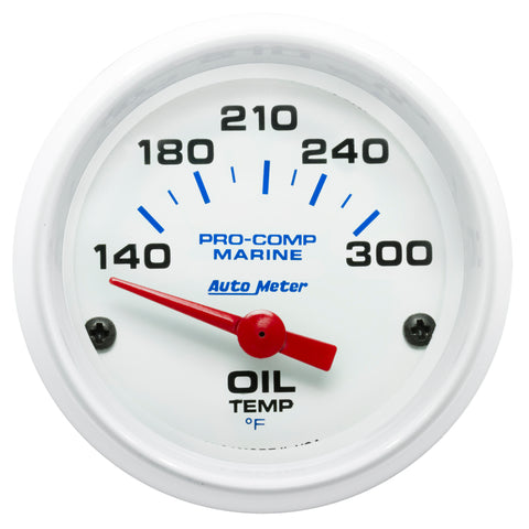 Autometer Marine White Ultra-Lite 2-1/16in Electric Oil Temperature Gauge 140-300 Deg F - 200764