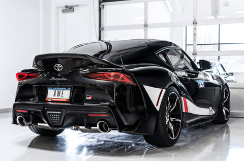 AWE Tuning 2020 Toyota Supra A90 Non-Resonated Touring Edition Exhaust - 5in Chrome Silver Tips - 3020-32058