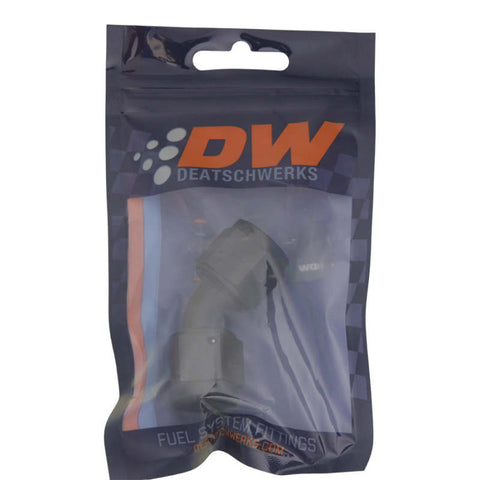 DeatschWerks 8AN Flare Female Swivel 45-Degree to 8AN Flare Female Swivel - Anodized Matte Black - 6-02-0213-B