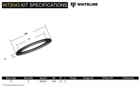 Whiteline Plus 4/91-5/01 BMW 3 Series Rear Spring Pad Bushing - 12mm Height Increase - W72043