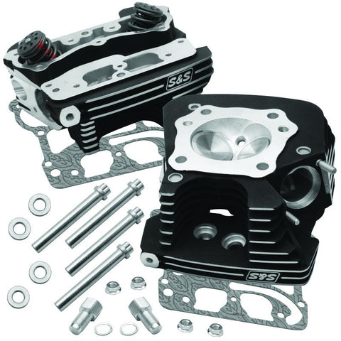S&S Cycle 99-05 BT Super Stock 89cc Cylinder Head Kit - Black Wrinkle - 90-1106