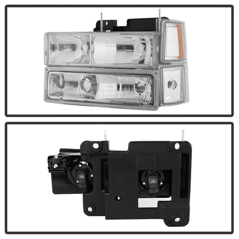 xTune Chevy Suburban 94-98 Headlights w/ Corner & Parking Lights 8pcs Chrome HD-JH-CCK88-AM-C-SET - 5069535