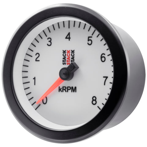Autometer Stack Sport 88mm 0-8K RPM Tachometer - White - ST100-08W
