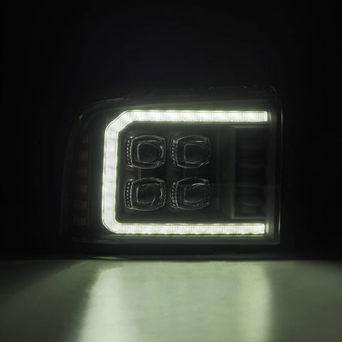 AlphaRex 05-07 Ford F250/350/450/550 Super Duty NOVA LED Proj HL Blk w/Actv Light & Seq Sig + SB DRL - 880319