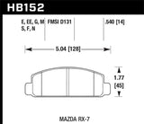 Hawk 88-91 Mazda RX-7 1.3L 10th Anniversary 1 Piston Caliper Front ER-1 Brake Pads - HB152D.540