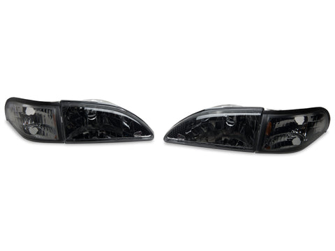 Raxiom 94-98 Mustang Axial Series Cobra Style Headlights- Black Housing (Clear Lens) - 49050