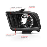 ANZO 2005-2009 Ford Mustang Crystal Headlights w/ Halo Black (CCFL) - 121033