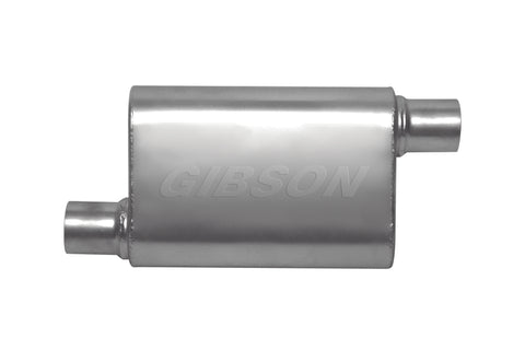 Gibson CFT Superflow Offset/Offset Oval Muffler - 4x9x18in/2.5in Inlet/2.5in Outlet - Stainless - 55172S