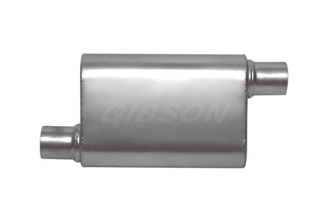 Gibson CFT Superflow Offset/Offset Oval Muffler - 4x9x18in/2.25in Inlet/2.25in Outlet - Stainless - 55171S