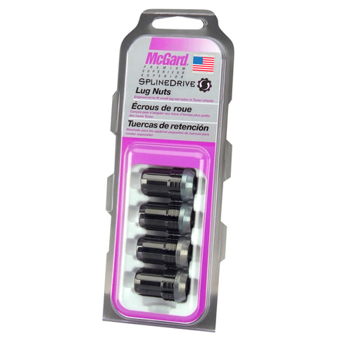 McGard SplineDrive Lug Nut (Cone Seat) M12X1.25 / 1.24in. Length (4-Pack) - Black (Req. Tool) - 65354BK