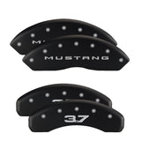 MGP 4 Caliper Covers Engraved Front 2015/Mustang Engraved Rear 2015/37 Black finish silver ch - 10204SM32BK