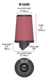 K&N Universal Rubber Filter Round Tapered 3in Base OD x 2in Top OD x 4in H - 73-78 Honda ATC90 - R-1100