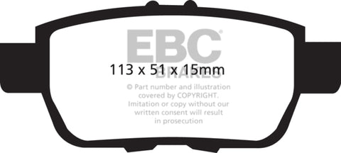 EBC 05-14 Honda Ridgeline 3.5 Greenstuff Rear Brake Pads - DP61754