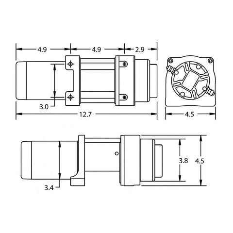 Superwinch 3500 LBS 12V DC 7/32 in x 32 ft Steel Rope Terra 3500 Winch - Gray Wrinkle - 1135260