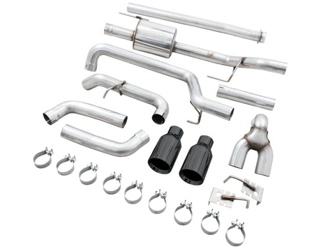 AWE Tuning 0FG 21+ Ford F150 Dual Split Rear Cat-Back Exhaust- 5in Diamond Black Tips - 3015-33119