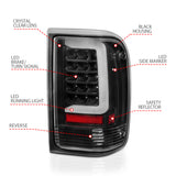 ANZO 1993-1997 Ford  Ranger LED Tail Lights w/ Light Bar Black Housing Clear Lens - 311359