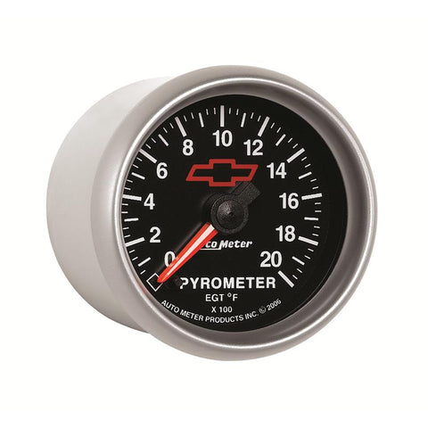 AutoMeter Gauge Pyrometer (Egt) 2-1/16in. 2000 Deg. F Stepper Motor Chevy Red Bowtie Black - 3645-00406