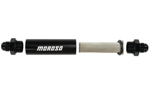 Moroso In-Line Fuel Filter - 6.5in -10An - 40 Micron SS Filter - Aluminum - 65234