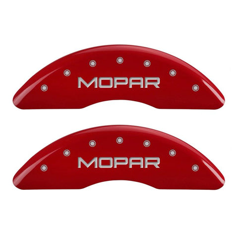 MGP 4 Caliper Covers Engraved Front & Rear MOPAR Red finish silver ch - 55002SMOPRD