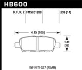 Hawk 2008-2009 Infiniti EX35 Journey HPS 5.0 Rear Brake Pads - HB600B.539