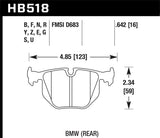 Hawk BMW 330CI/330I/330XI/525i/740i/754iL/M3/M5/X3/X5/Z4/Z8 / Range Rover HSE HT-10 Race Rear Brake - HB518S.642