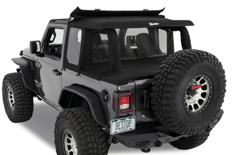 Bestop 18-26 Jeep Wrangler JL 2-Door Halftop Conversion Kit (Premium Black Twill) - 80101-17