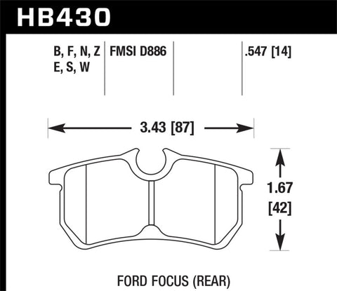 Hawk HP+ Street Brake Pads - HB430N.547