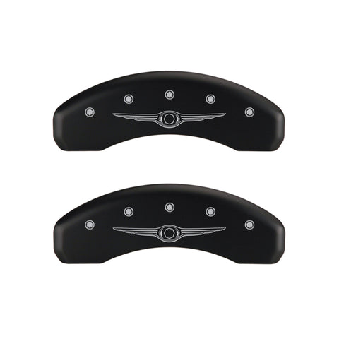 MGP 4 Caliper Covers Engraved Front & Rear Style 1/Chrysler Wing Red finish silver ch - 32002SCW1RD