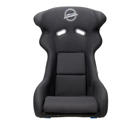 NRG FRP Bucket Seat - White Finish with Arrow Embroidery And Blue Side Mount Bracket - FRP-600WT
