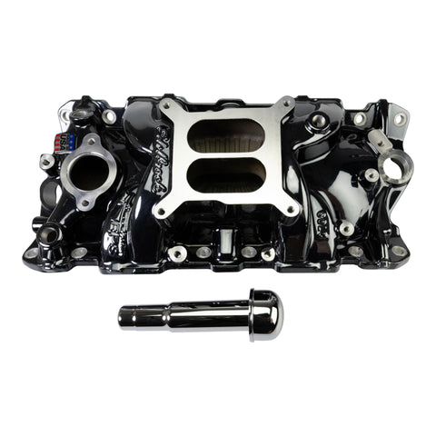 Edelbrock Chevy SB Performer EPS Manifold w/ Oil Fill Tube - Black Plasma - 2703-BP