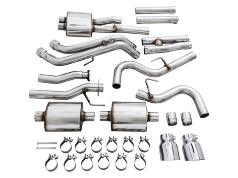 AWE Tuning 16-22 Toyota Tacoma 0FG Cat-Back Exhaust w/ BashGuard - Dual Chrome Silver Tips - 3015-32826