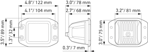 Hella Universal Black Magic 3.2in L.E.D. Cube Kit - Flood Beam (Flush Mount) - 358176831