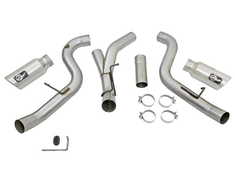 aFe LARGE Bore HD 4in Dual DPF-Back SS Exhaust w/Polished Tip 16-17 GM Diesel Truck V8-6.6L (td) LML - 49-44080-P