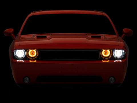 Raxiom 08-14 Dodge Challenger Dual LED Halo Projector Headlights- Black Housing (Clear Lens) - CH3684